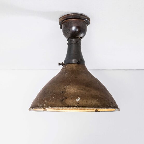1940’s Bronzed Holophane Spun Aluminium Adjustable Lamp