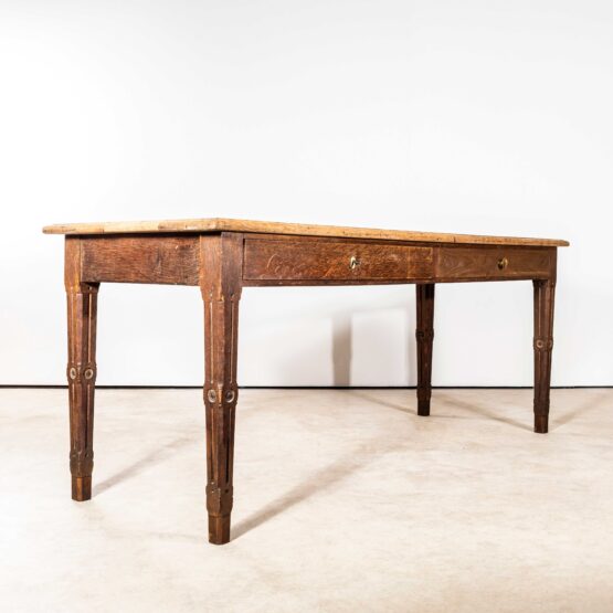 1950’s French Two Drawer Farmhouse Rectangular Dining Table