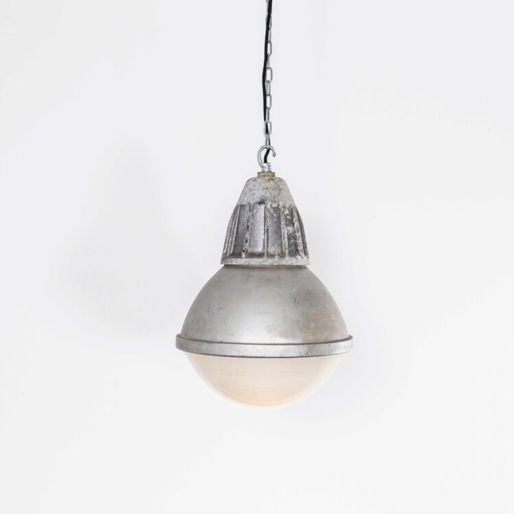 1960’s Large Holophane Industrial Globe Pendant Lamps