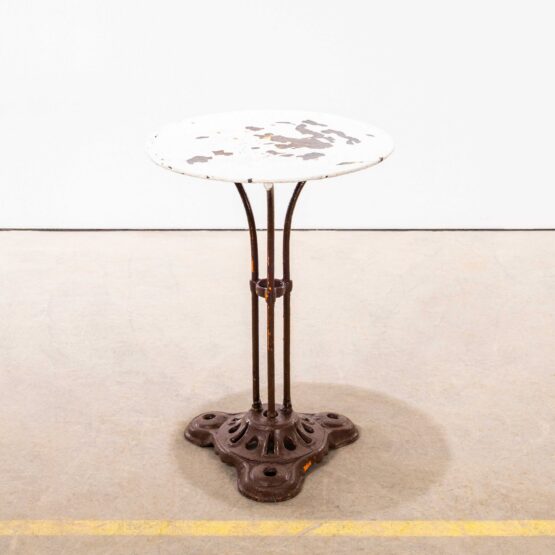1950’s White French Metal Tripod Base Outdoor Small Gueridon Table