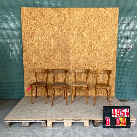 1950’s Honey Baumann Single Bar Bentwood Dining Chairs – Set Of Four