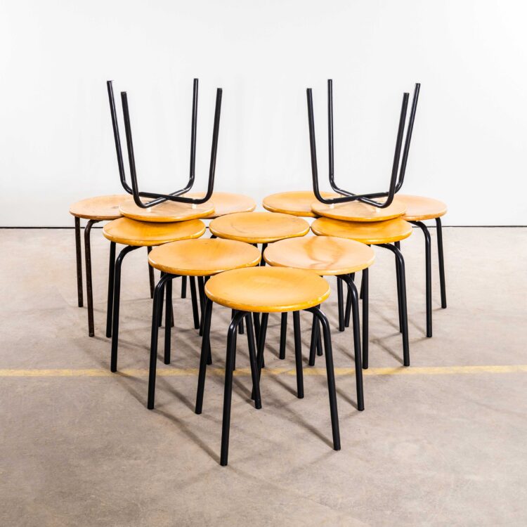 1960’s Simple French Stacking Button Top Stools