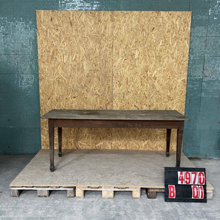 1940’s Medium Sized Straight Leg Rectangular Oak Dining Table With Scrubbed Top