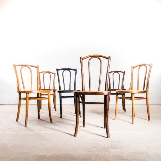 1930’s French Single Hoop Back Cane Seat Dining Chairs – Set Of Six