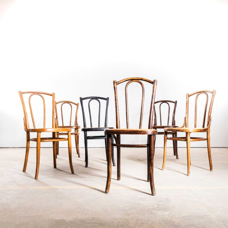 1930’s French Single Hoop Back Cane Seat Dining Chairs – Set Of Six