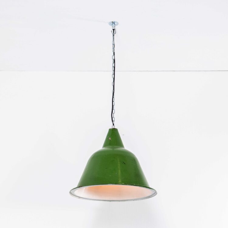 1960’s Very Large Enamel Industrial Pendant Lamps