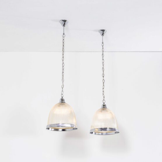 1970’s Late Production Prismatic And Chrome Lamps – Pair