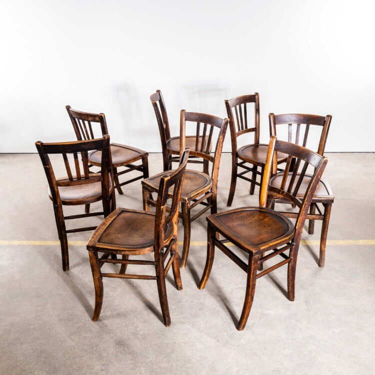 1930’s French Farmhouse Dark Oak Dining Chairs – Set Of Eight