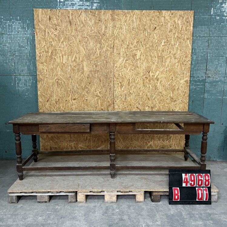 1920’s French Chateau Hall Table With Original Oak Scrubbed Top