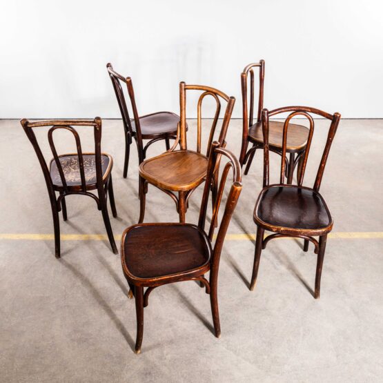 1940’s Rich Dark Fischel Bentwood Dining Chairs – Set Of Six