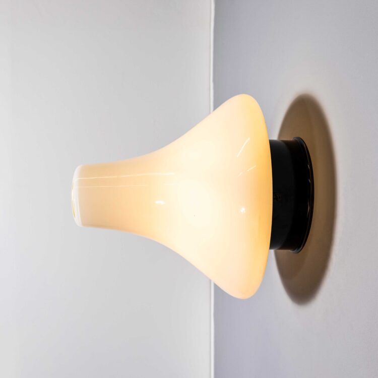 1950’s Original Opaline UFO Wall Or Ceiling Lamp – Black Base