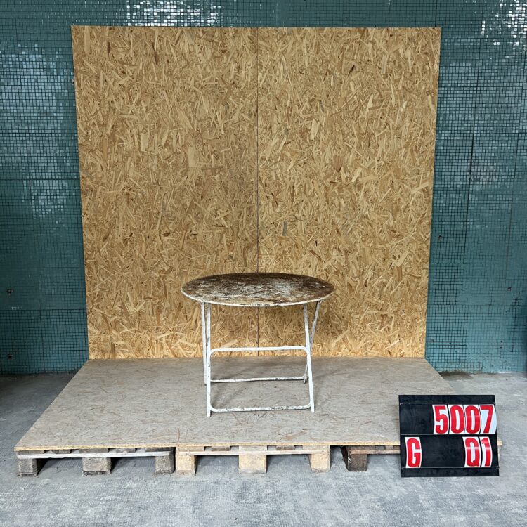 1950’s French White Round Metal Folding Dining Table