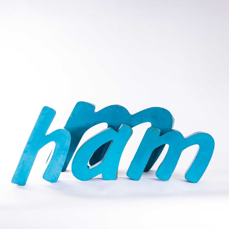 Lettres d'enseigne métallique françaises originales des années 1950, grand format – Bleu vif