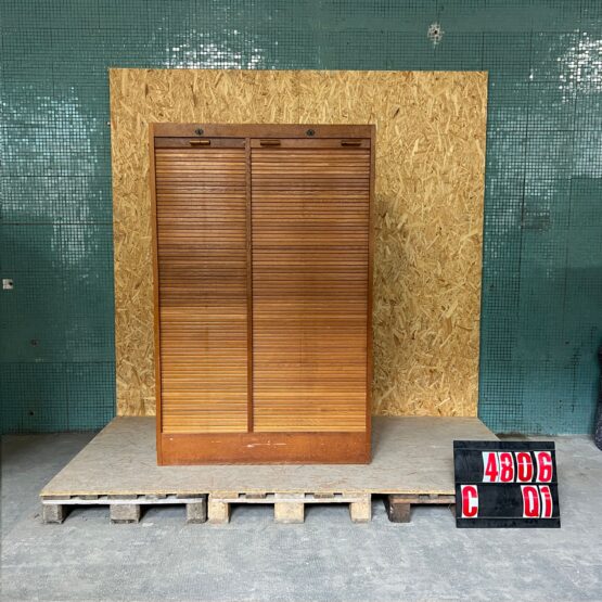 1950’s Large French Double Tambour Atelier Cabinet
