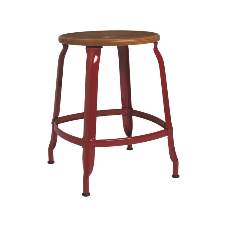 Contemporary Nicolle French Metal Stool – Wood Seat