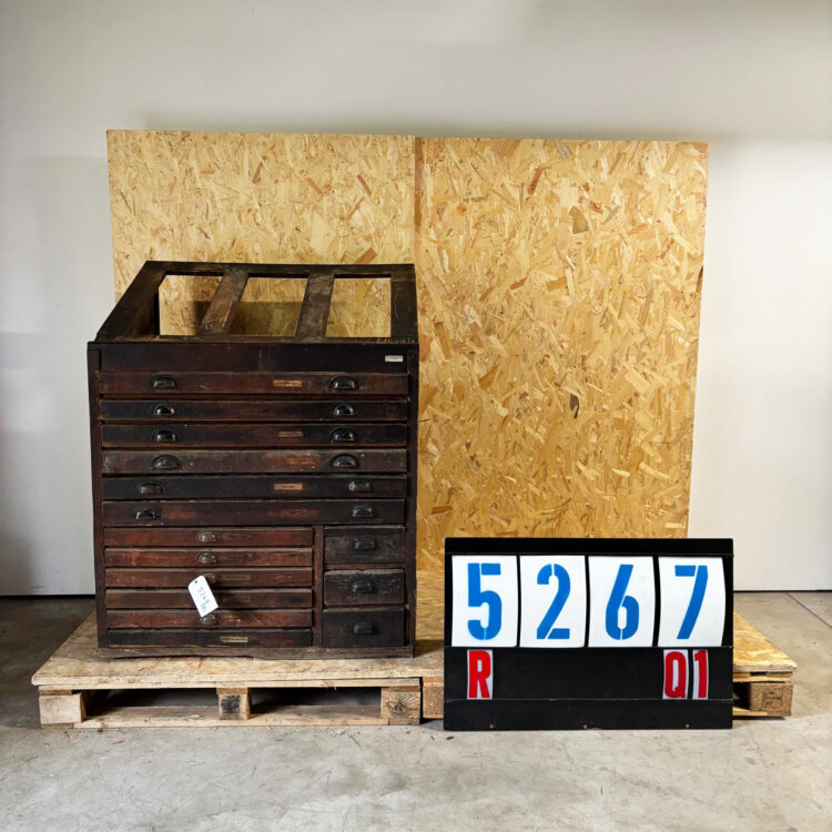 1920’s Original Printers Letterpress Typography Cabinet