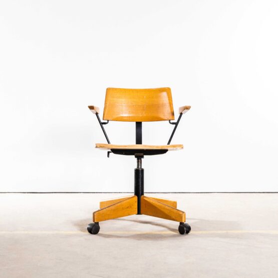 1960’s Giroflex Angular Swivel Desk Chair With Metal Rod Arms