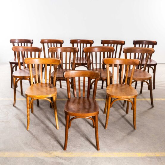 1950’s Harlequin Mixed Luterma Honey Oak Bentwood Dining Chair – Set Of Twelve
