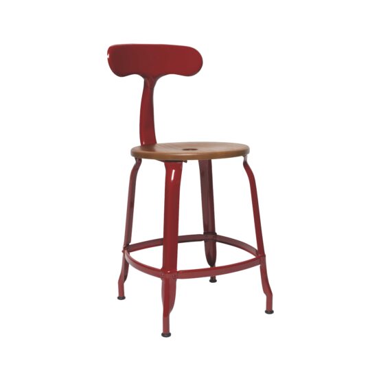 Chaise contemporaine en métal français Nicolle – Assise en bois