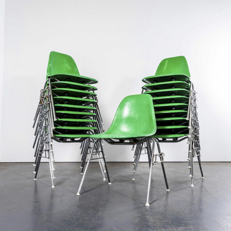 1960’s Original Eames DSS Stacking Vivid Green Fibreglass Dining Chair