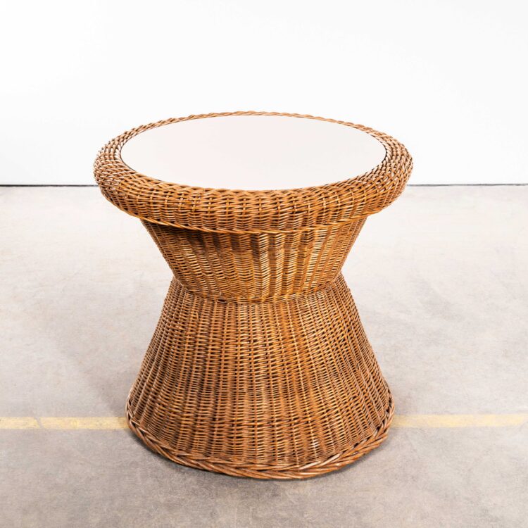1970’s French Wicker Table With Laminated Top