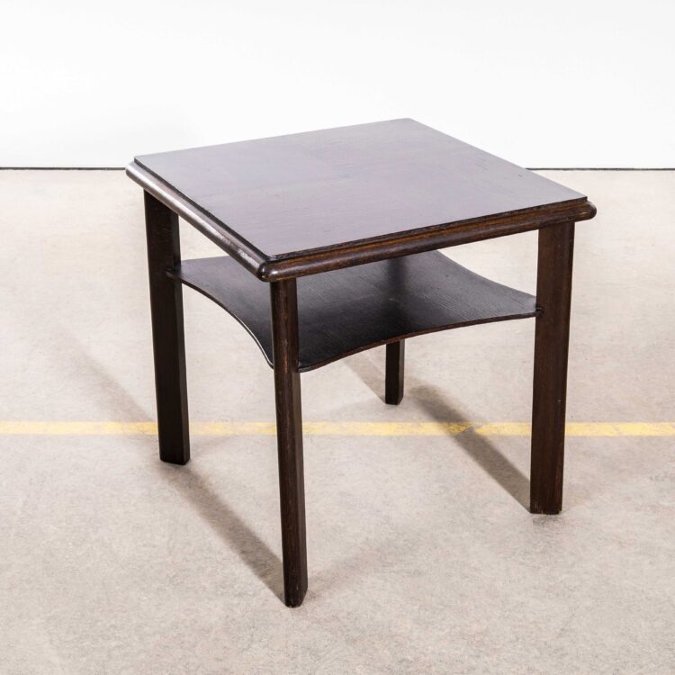 Tavolino quadrato in ebano di metà secolo, con ripiano, anni '70