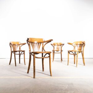 1970's French Fan Back Bentwood Dining Chair - Stamped Seat - Set Of Four