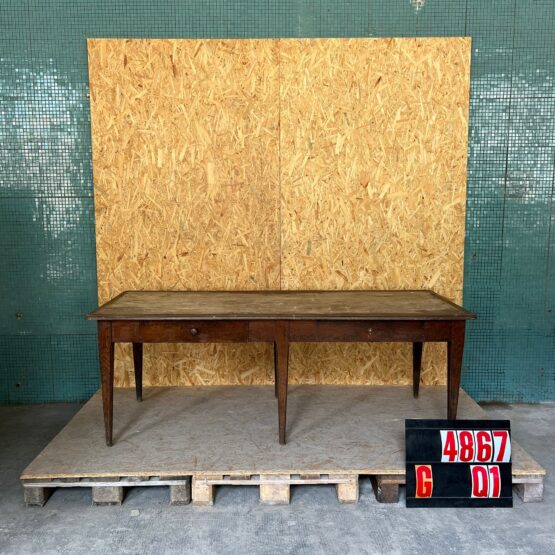 1940’s Good Sized Straight Leg Rectangular Oak Dining Table – Two Drawer