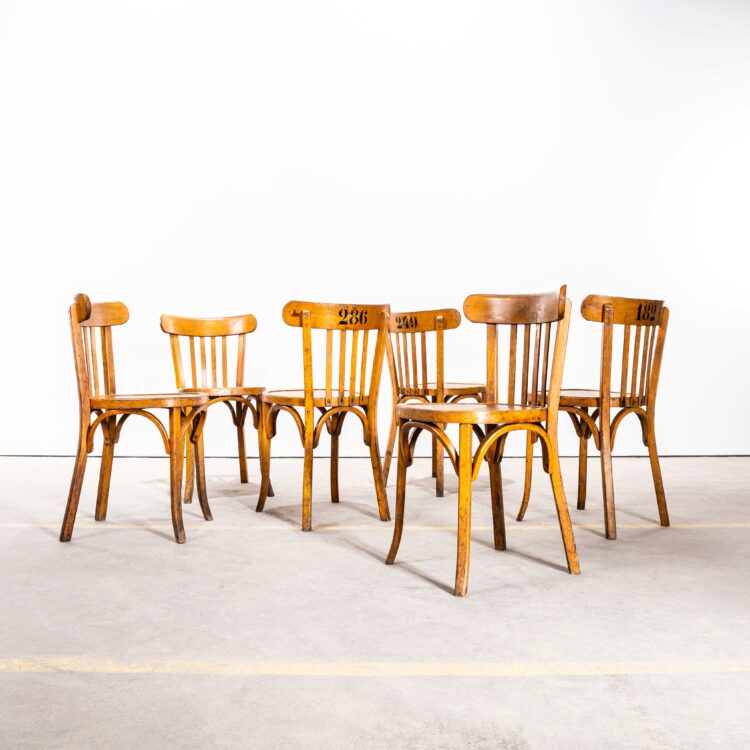 Baumann Blonde Eikenhouten Eetkamerstoel uit de jaren 50 – Set van zes