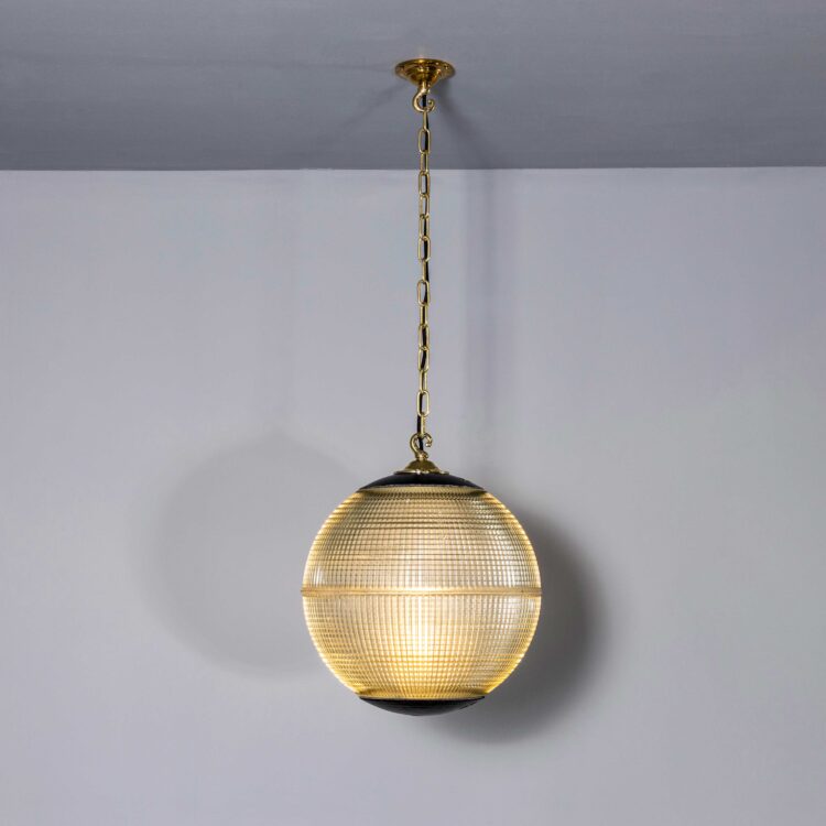 Originele Holophane Parijse glazen bollampen uit de jaren 60 – groot formaat (40 cm)