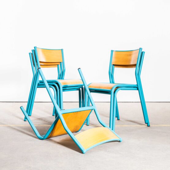 1960’s French Mullca Stacking – Children’s Chairs – Vivid Blue Model 510 – Set Of Six