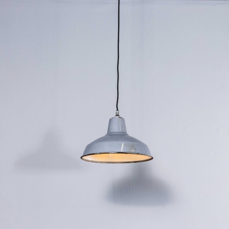 1950’s Industrial Benjamin Enamelled Grey Pendant Lamps (Model 4) – 14 Inch
