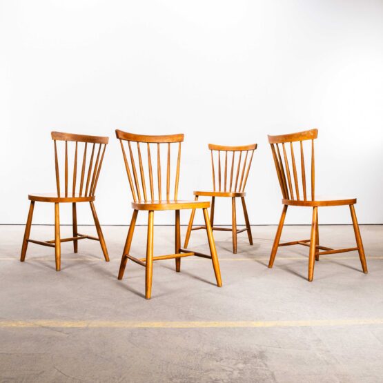 1950’s Classic Ton Stick Back Dining Chairs – Set Of Four