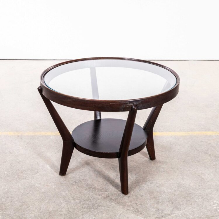 Table d'appoint ronde en verre des années 1950, signée Kozelka et Kropacek pour Interior Prague