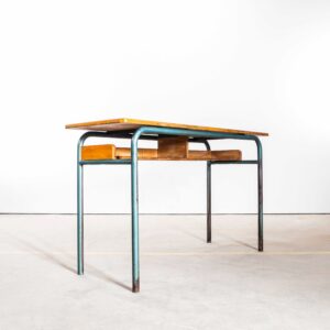 Franse Mullca dubbele schooltafel/consoletafel uit de jaren 60 in mid-century stijl