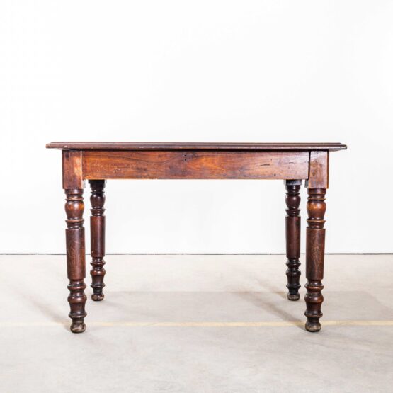 1940’s Dark Oak Bobbin Leg Scrubbed Top Dining Table