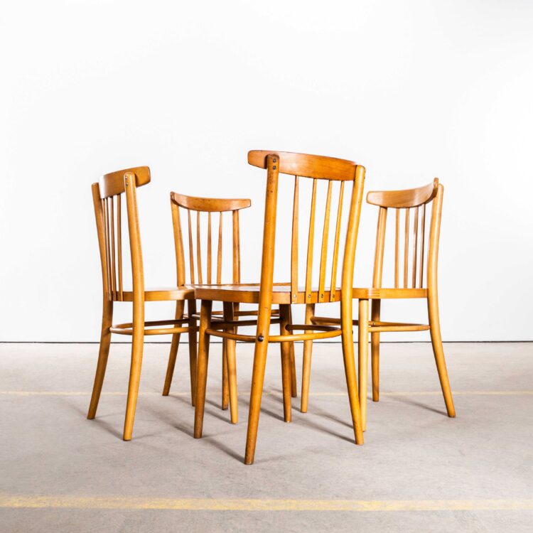 1950’s Tall-Backed Blonde Bentwood Dining Chairs – Set Of Four