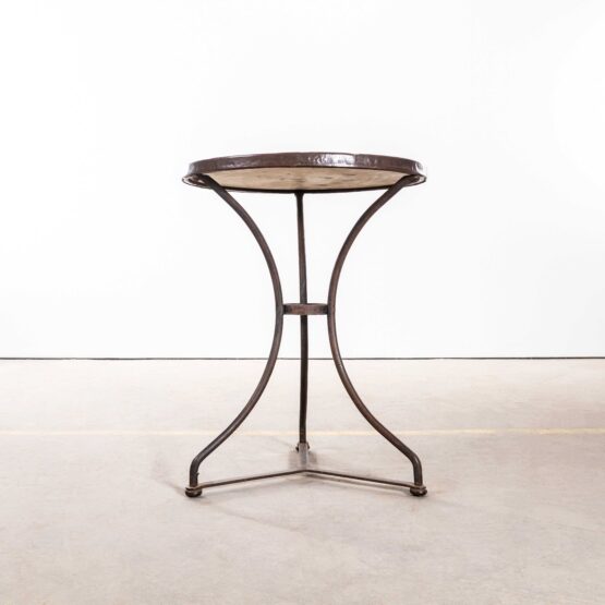 1950’s French Small Round Gueridon Table With Marble Top