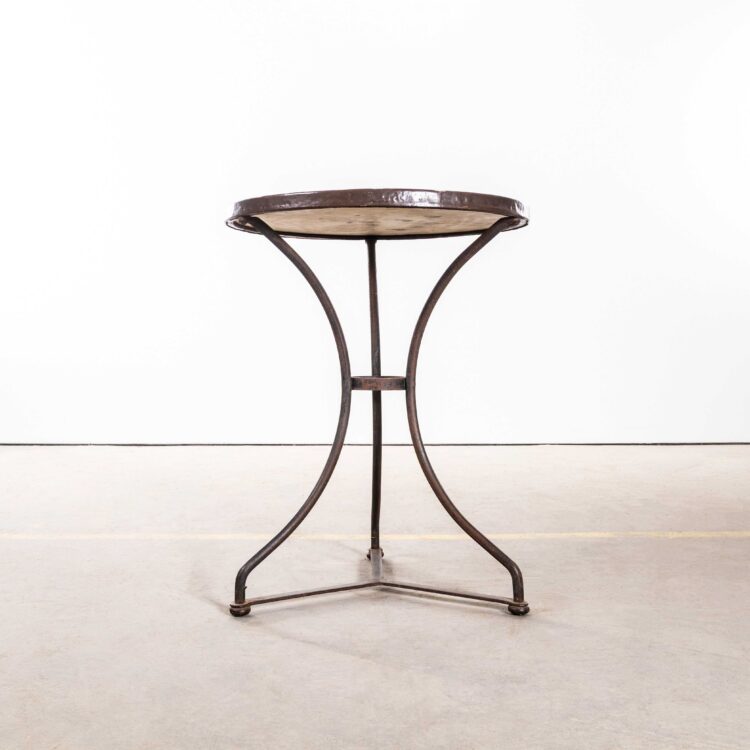 1950’s French Small Round Gueridon Table With Marble Top