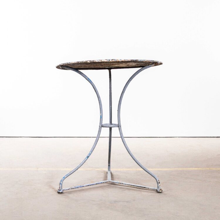 1950’s French Grey Metal Round Outdoor Small Gueridon Table