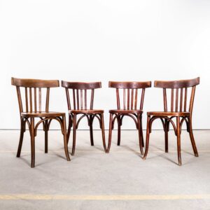 1950's French Dark Oak Bentwood Dining Chairs - Set Of Four