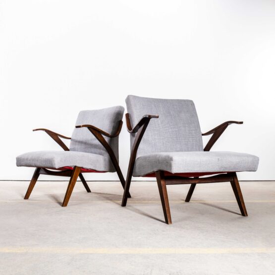1950’s Frantisek Jirak For Tatra In Grey Slubbed Cotton – Upholstered Armchairs