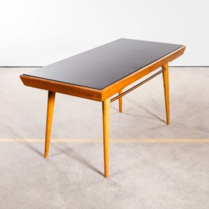 1950's Mid Century Angular Low Table With Dark Slate Laminate Top