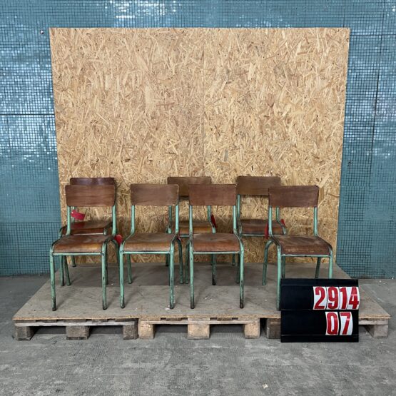 1950’s French Mullca Mint Green Simple Stacking Dining Chairs – Set Of Seven