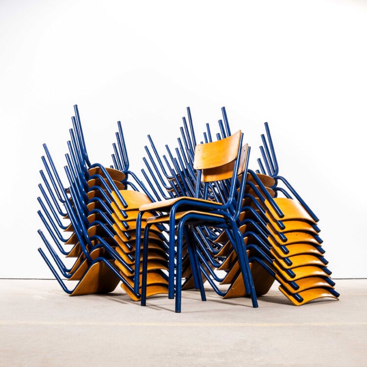 1960’s Sea Blue Simple Mullca Stacking Dining Chairs