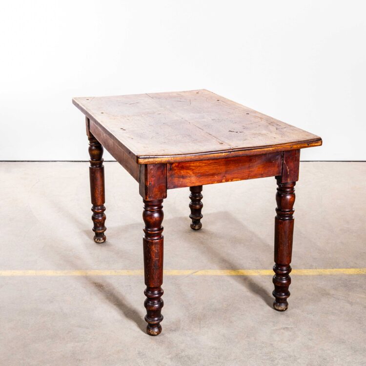 1940’s Dark Oak Bobbin Leg Scrubbed Top Dining Table