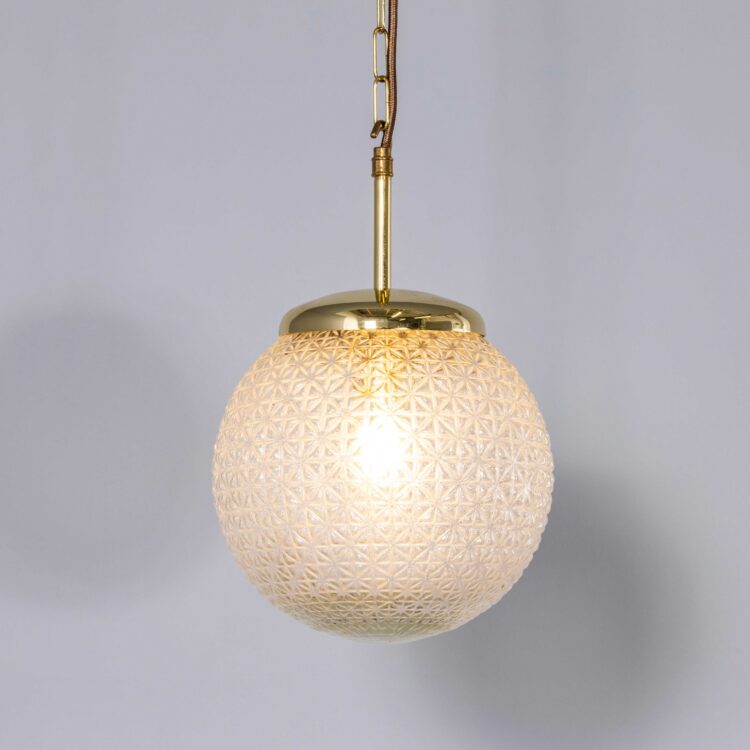 1950’s Diamond Opaque Pendant Glass Lamps – 25cm