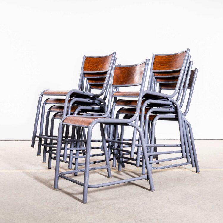 1960’s French Mullca Stacking Dining Chair 510 – Slate Frame – Set Of Ten