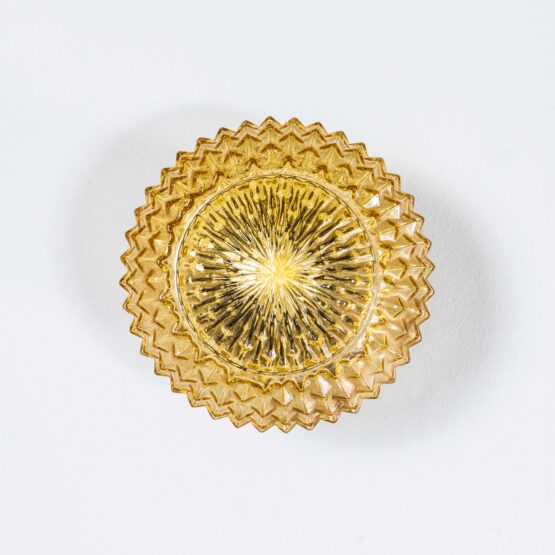 1950’s New Old Stock Amber Ridged Pineapple Globe Ceiling Or Wall Lamp