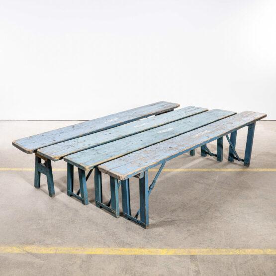 1950’s Brewers Heavy Wooden Benches Blue – Single